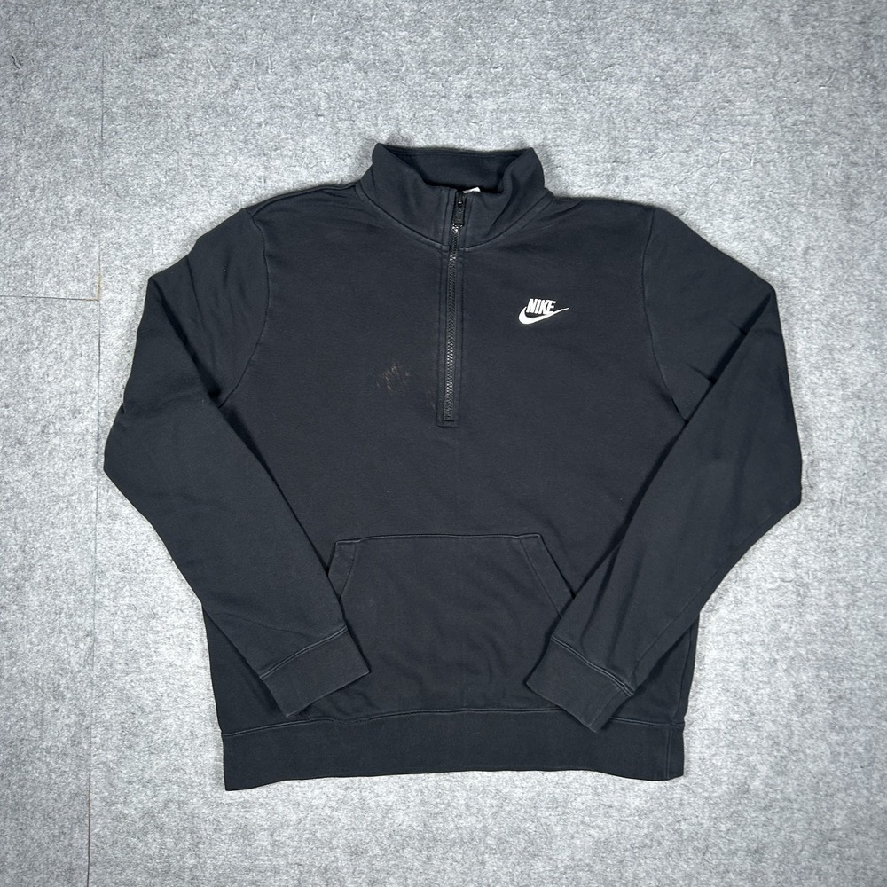 Nike DQ5838-010 Club Fleece Half-Zip Crewneck Sweatshirt Mens Medium Black